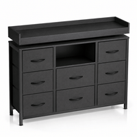 Commode 8 tiroirs noire avec LED – 108 × 30 × 82 cm