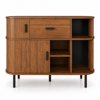 Commode en bois noyer à 5 tiroirs – Portes coulissantes
