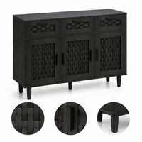 Commode en bois naturel – 3 tiroirs et portes