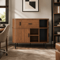 Commode en bois noyer à 5 tiroirs – Portes coulissantes