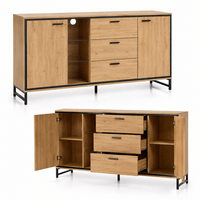 Commode 3 tiroirs en bois naturel et noir | Comodela