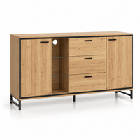 Commode 3 tiroirs en bois naturel et noir | Comodela