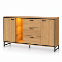 Commode 3 tiroirs en bois naturel et noir | Comodela