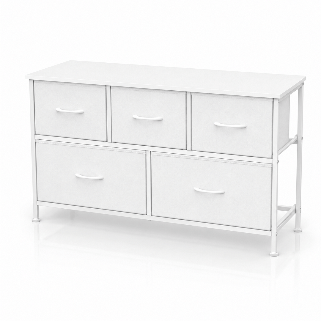 Commode 5 tiroirs blanche – Meuble de rangement