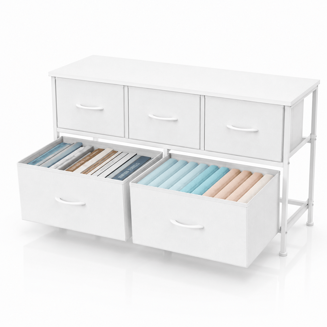 Commode 5 tiroirs blanche – Meuble de rangement