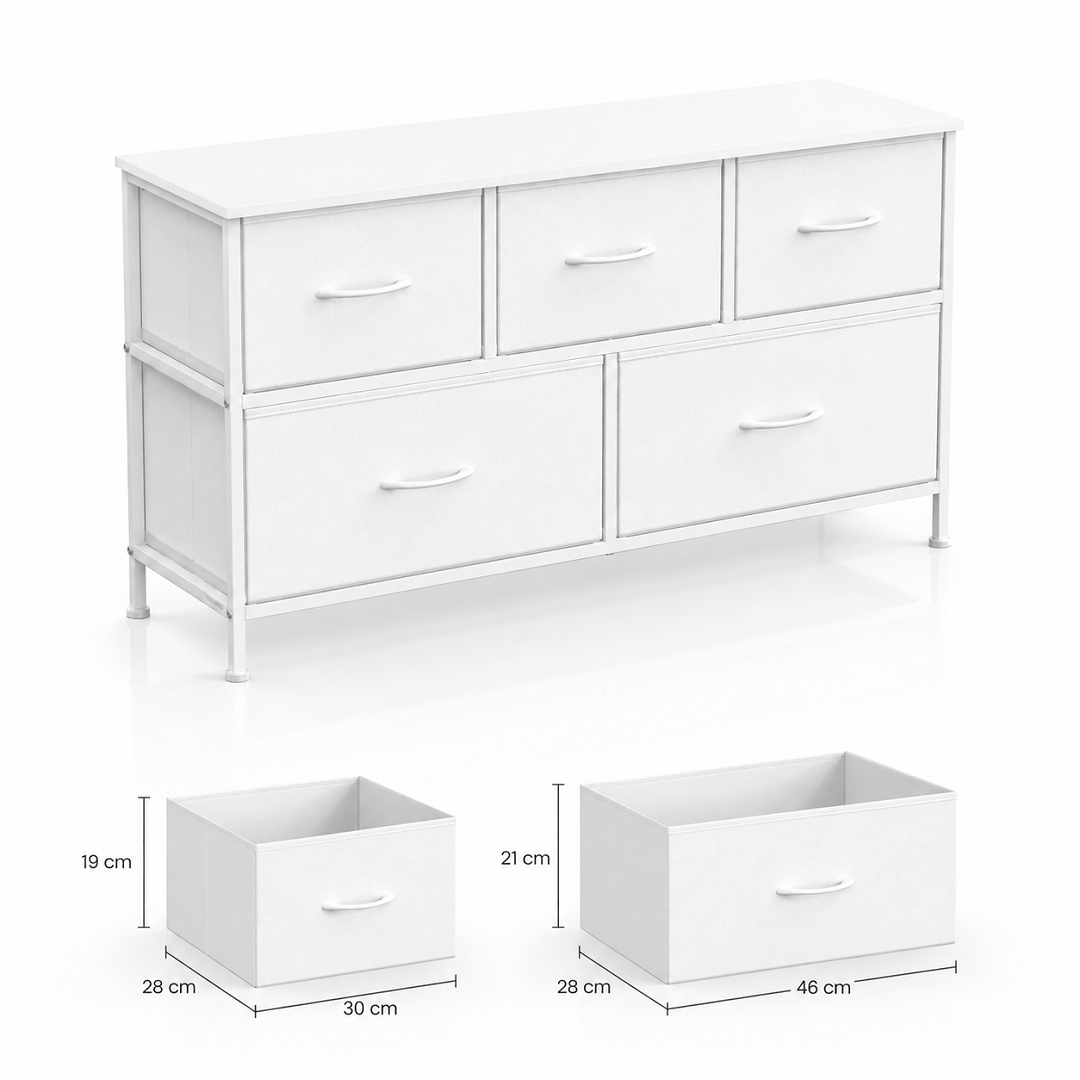 Commode 5 tiroirs blanche – Meuble de rangement