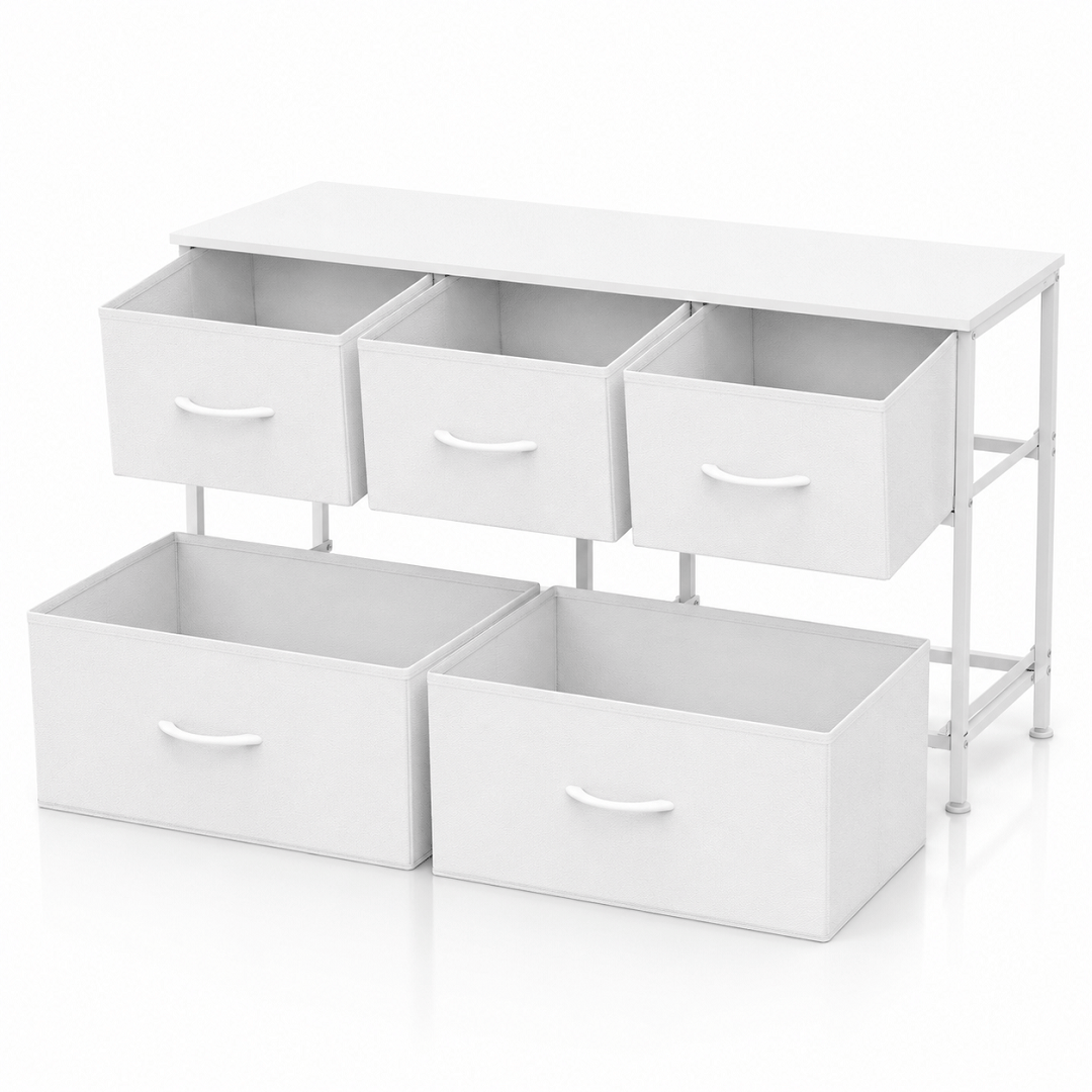 Commode 5 tiroirs blanche – Meuble de rangement