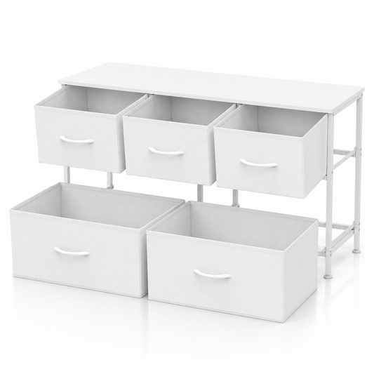 Commode 5 tiroirs blanche – Meuble de rangement moderne