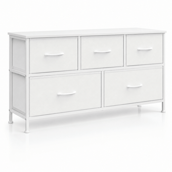compare product Commode 5 tiroirs blanche – Meuble de rangement moderne