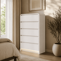 Commode 5 tiroirs blanche sans poignées | Comodela