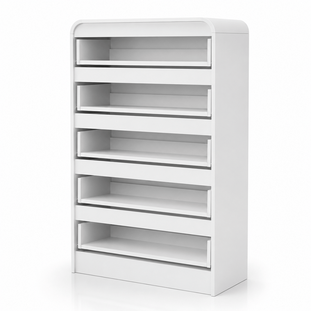 Commode 5 tiroirs blanche sans poignées | Comodela