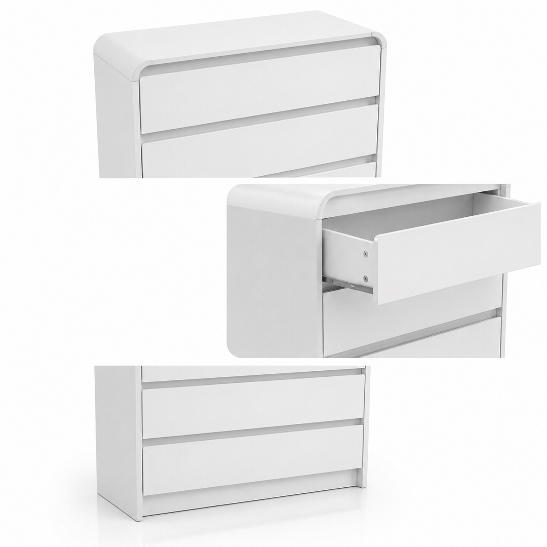 Commode 5 tiroirs blanche sans poignées | Comodela