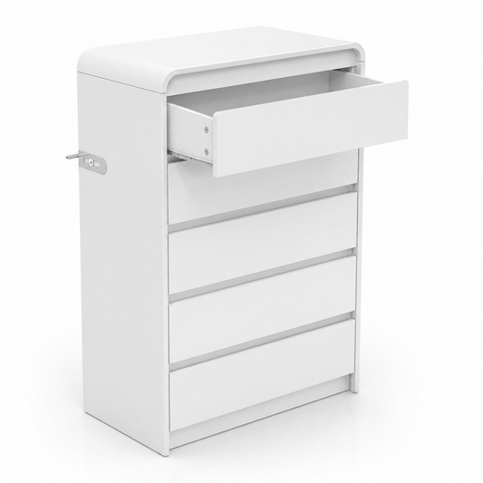 Commode 5 tiroirs blanche sans poignées | Comodela