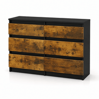 Commode 6 tiroirs chocolat en bois – 100 × 30 × 70 cm