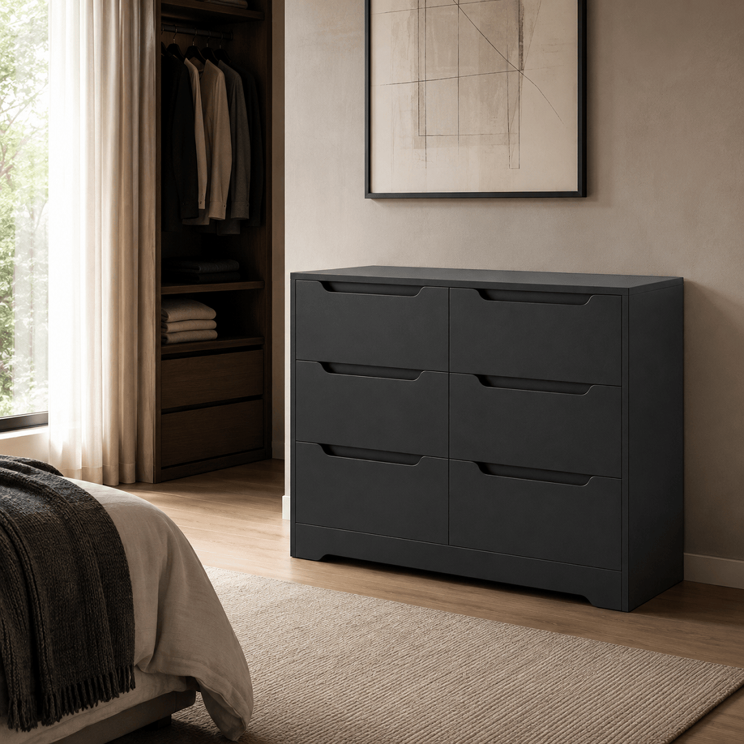 Commode 6 tiroirs en bois sans poignées | Comodela