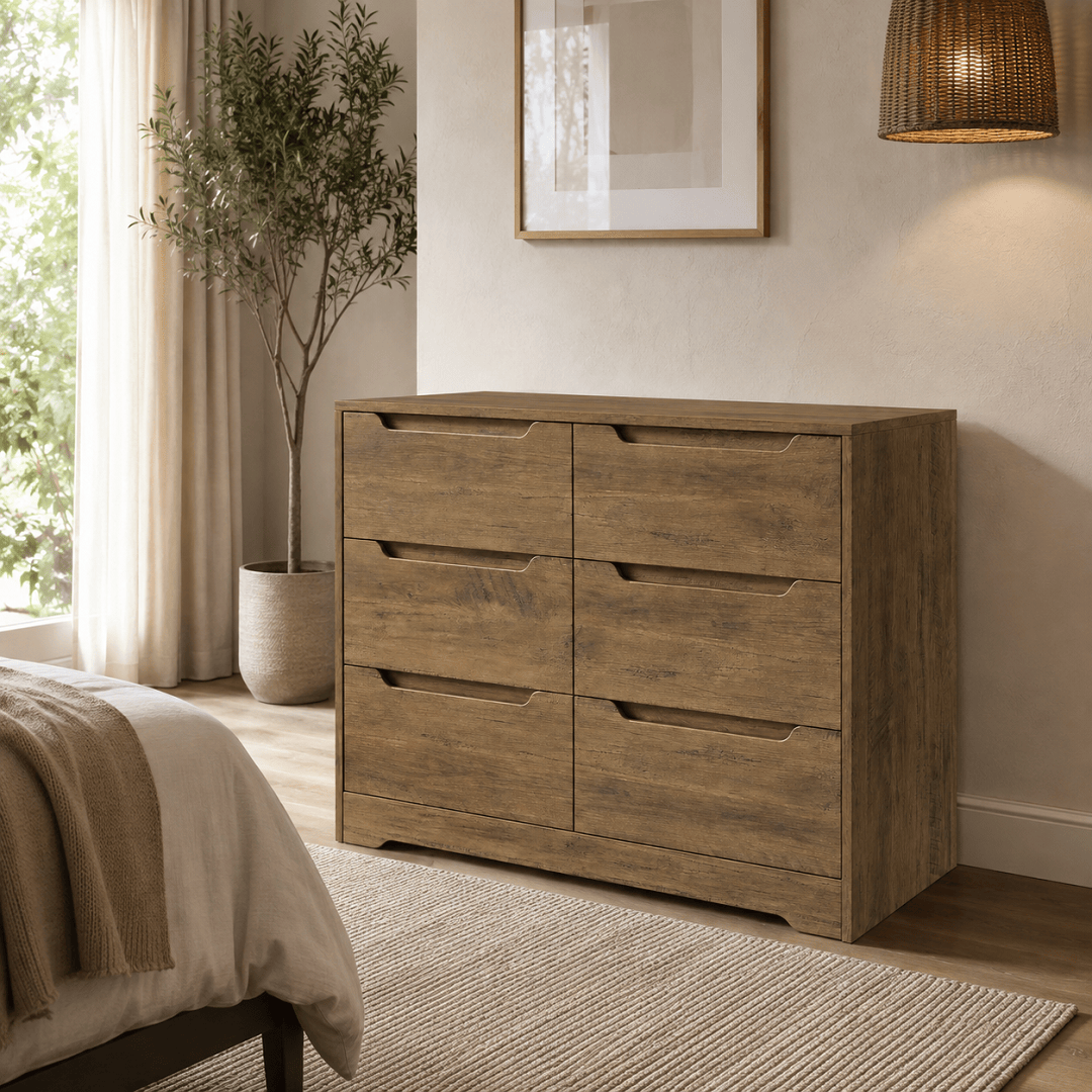 Commode 6 tiroirs en bois sans poignées | Comodela