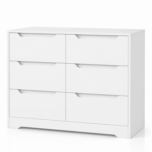 Commode 6 tiroirs en bois sans poignées – Meuble de rangement moderne