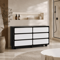 Commode 6 tiroirs noire et blanche 140 cm | Comodela