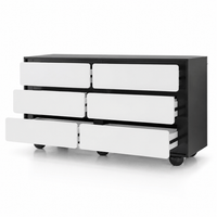 Commode 6 tiroirs noire et blanche 140 cm | Comodela