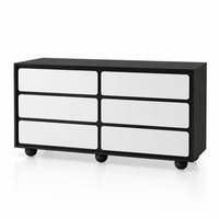 Commode 6 tiroirs noire et blanche 140 cm | Comodela