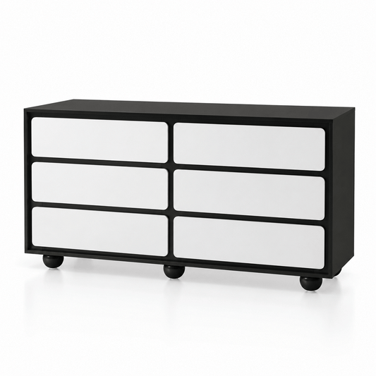 Commode 6 tiroirs noire et blanche 140 cm | Comodela