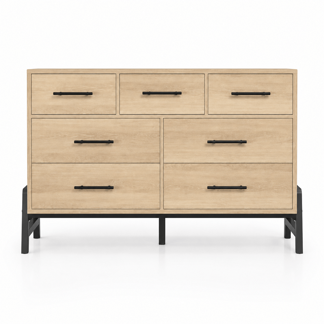 Commode 7 tiroirs chêne naturel – Grand rangement