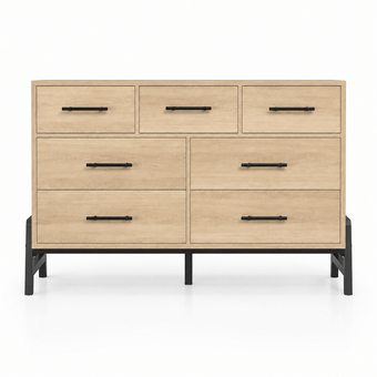 compare product Commode 7 tiroirs chêne naturel – Grand rangement pour chambre