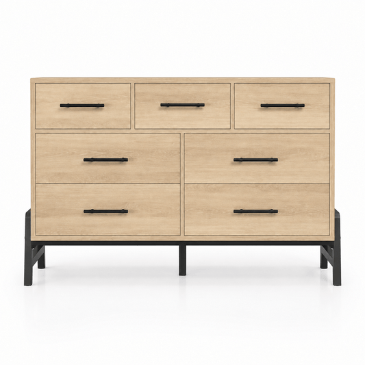 Commode 7 tiroirs chêne naturel – Grand rangement