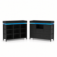 Commode 8 tiroirs noire avec LED – 108 × 30 × 82 cm