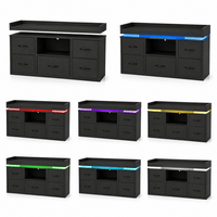 Commode 8 tiroirs noire avec LED – 108 × 30 × 82 cm
