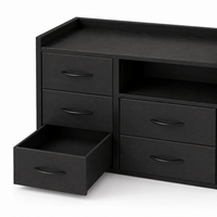 Commode 8 tiroirs noire avec LED – 108 × 30 × 82 cm