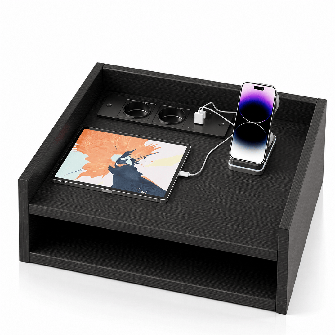 Commode 8 tiroirs noire avec LED – 108 × 30 × 82 cm