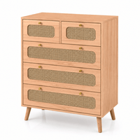 Commode bois et rotin – 5 ou 6 tiroirs