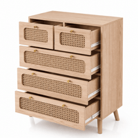 Commode bois et rotin – 5 ou 6 tiroirs