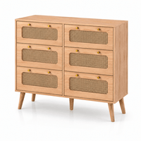 Commode bois et rotin – 5 ou 6 tiroirs