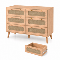 Commode bois et rotin – 5 ou 6 tiroirs