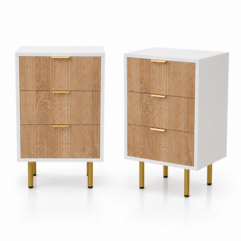 compare product Commode de rangement 3, 5 ou 6 tiroirs blanche et bois avec pieds dorés