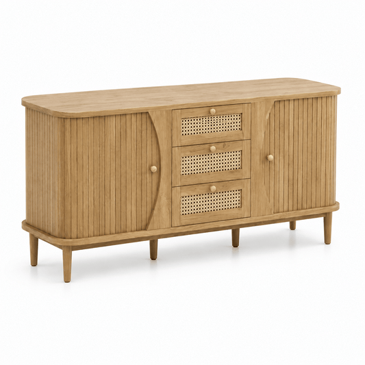 Commode en bois avec 3 tiroirs et portes coulissantes | Comodela