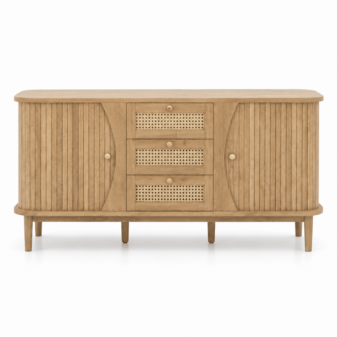 Commode en bois avec 3 tiroirs et portes coulissantes | Comodela