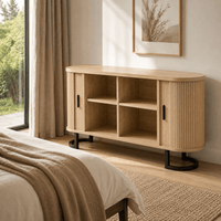 Commode en bois naturel 2 portes coulissantes