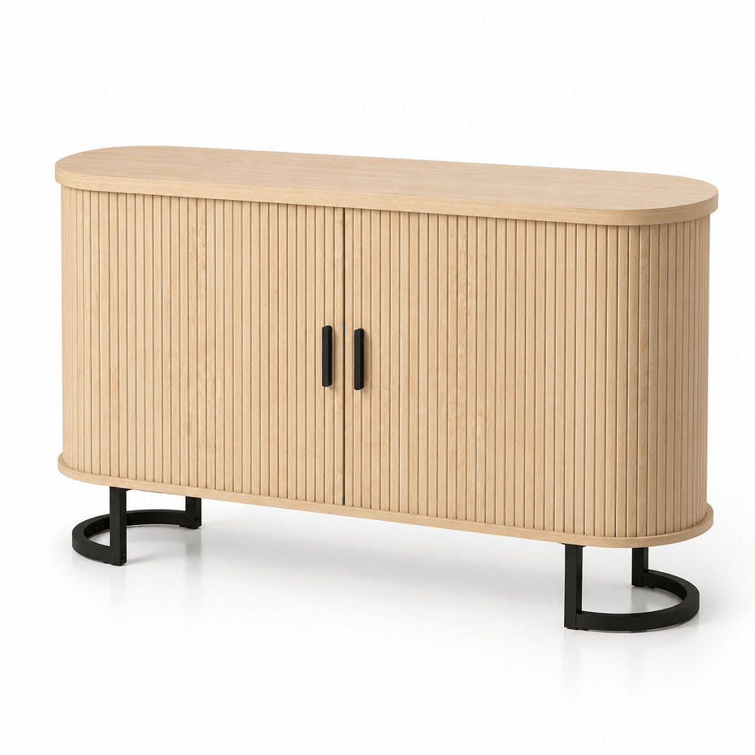 Commode en bois naturel 2 portes coulissantes