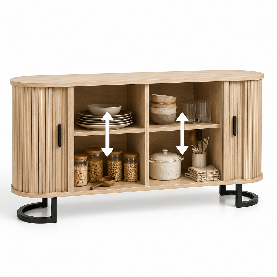 Commode en bois naturel 2 portes coulissantes