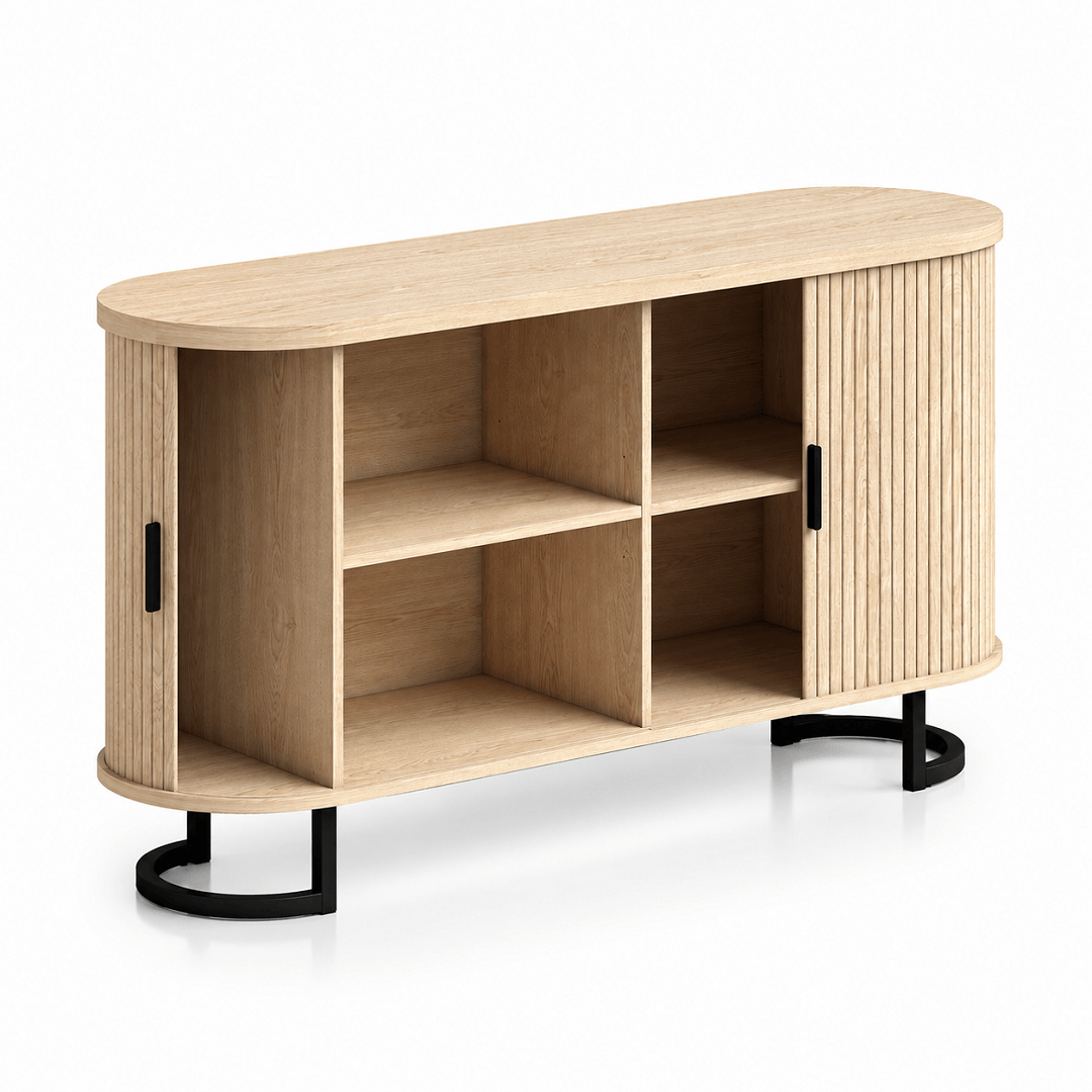 Commode en bois naturel 2 portes coulissantes