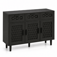 Commode en bois naturel – 3 tiroirs et portes
