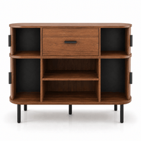 Commode en bois noyer à 5 tiroirs – Portes coulissantes