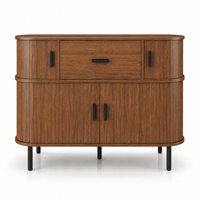 Commode en bois noyer à 5 tiroirs – Portes coulissantes
