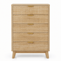 Commode haute 5 tiroirs chêne – 73 × 40 × 108 cm