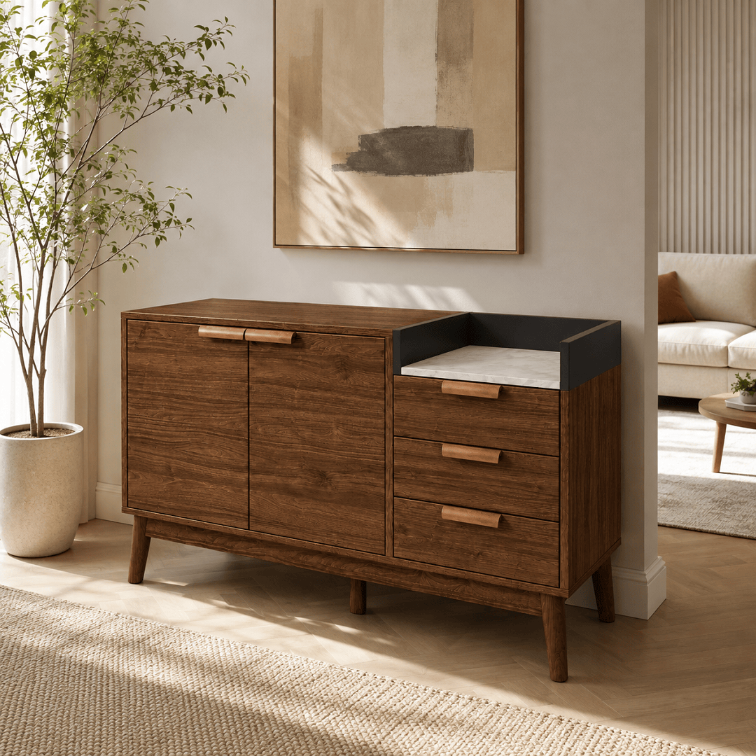 Commode salon en chêne avec 3 tiroirs | Comodela