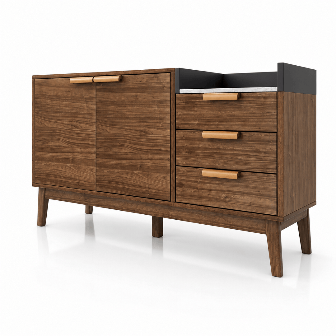 Commode salon en chêne avec 3 tiroirs | Comodela