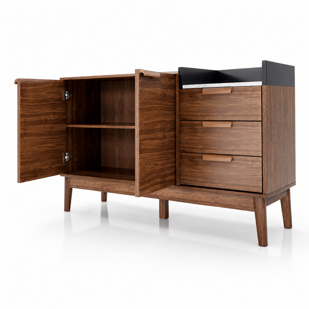 Commode salon en chêne avec 3 tiroirs | Comodela